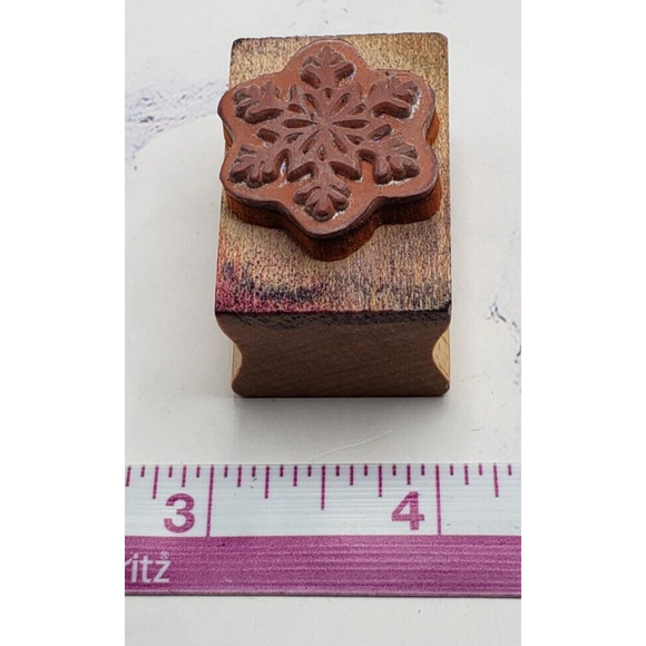 Classic Design Small Holiday Winter Snowflake Wood Mounted Rubber Stamp - Picture 7 of 7
